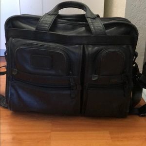 Tumi Alpha Expandable Organizer Leather Laptop Bag
